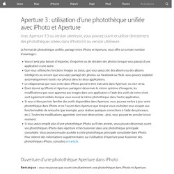 Aperture 3 : utilisation d’une photothèque unifiée avec iPhoto et Aperture - Assistance Apple