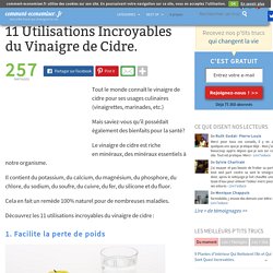 11 Utilisations Incroyables du Vinaigre de Cidre.