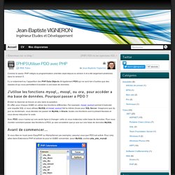 [PHP] Utiliser PDO avec PHP - Jean-Baptiste VIGNERON