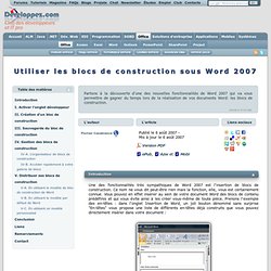 Utiliser les blocs de construction sous Word 2007