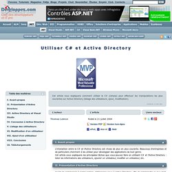 Utiliser C# et Active Directory