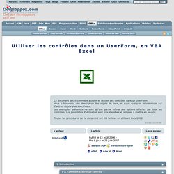 Utiliser les contrôles dans un UserForm, en VBA Excel