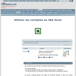 Utiliser les variables en VBA Excel