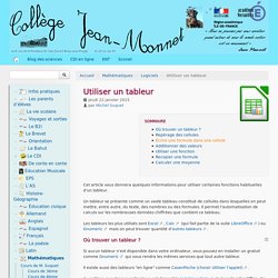 Utiliser un tableur - Collège Jean-Monnet