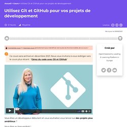 Utilisez Git et GitHub pour vos projets de développement