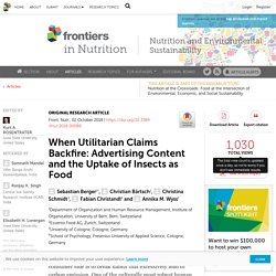 When Utilitarian Claims Backfire: Advertising Content and the Uptake of Insects as Food