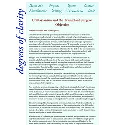 Degrees of Clarity - Utilitarianism and the Transplant Surgeon Objection
