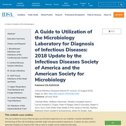 A Guide to Utilization of the Microbiology Laboratory for Diagnosis of Infectious Diseases: 2018 Update by the Infectious Diseases Society of America and the American Society for Microbiology