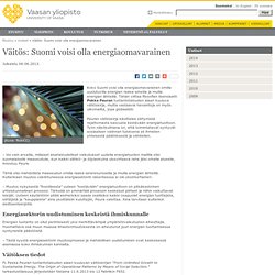 Uutiset: Väitös: Suomi voisi olla energiaomavarainen