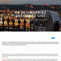 UX - User Experience - in Libraries