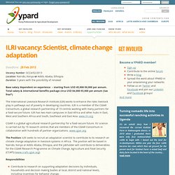 ILRI vacancy: Scientist, climate change adaptation