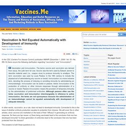 Vaccination Is Not Equated Automatically with Development of Immunity