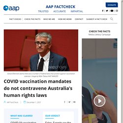 COVID vaccination mandates do not contravene Australia's human rights laws - Australian Associated Press
