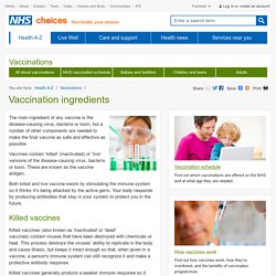 Vaccination ingredients - Vaccinations
