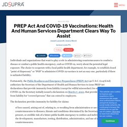 PREP Act And COVID-19 Vaccinations: Health And Human Services Department Clears Way To Assist