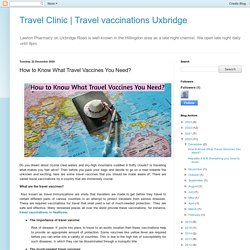 Travel vaccinations Uxbridge: How to Know What Travel Vaccines You Need?