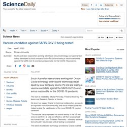 Vaccine candidate against SARS-CoV-2 being tested