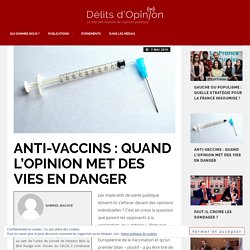Anti-vaccins : Quand l'opinion met des vies en danger