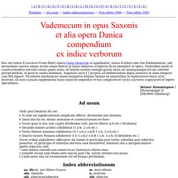 latin médiéval - Vademecum in opus Saxonis et alia opera Danica