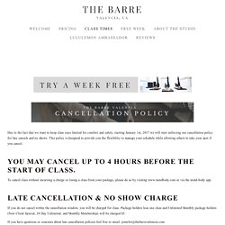 THE BARRE VALENCIA - CLASS TIMES