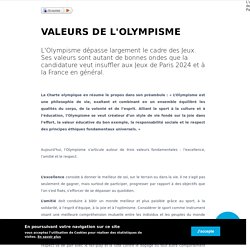 VALEURS DE L'OLYMPISME