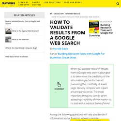 How to Validate Results from a Google Web Search - dummies