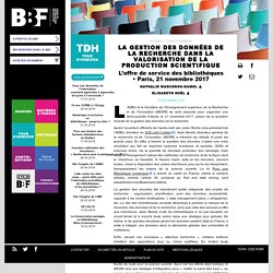 La Gestion des données de la recherche dans la valorisation de la production scientifique