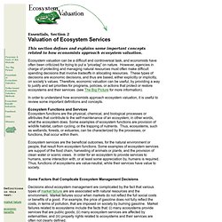 Valuation of Ecosystem Services