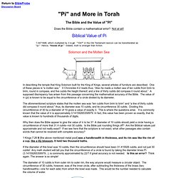 Value of Pi and more science in Holy Scripture Torah