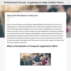 Value of the BCA Degree in Today's Era