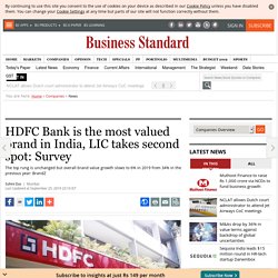 HDFC Bank is the most valued brand in India, LIC takes second spot: Survey
