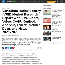 Vanadium Redox Battery (VRB) Statistics, Development and Growth 2021-2028