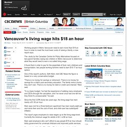 Vancouver's living wage hits $18 an hour - British Columbia