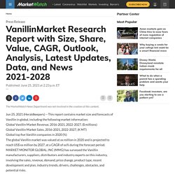 VanillinMarket Research Report with Size, Share, Value, CAGR, Outlook, Analysis, Latest Updates, Data, and News 2021-2028