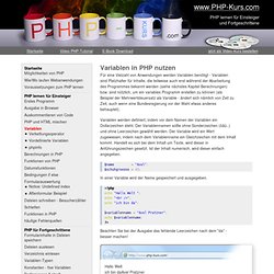 Variablen in PHP nutzen - PHP-Kurs.com - PHP programmieren lerne