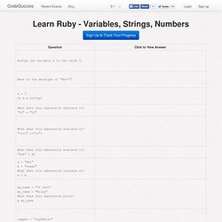 Learn Ruby - Variables, Strings, Numbers