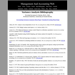 Variance Analysis Bibliography