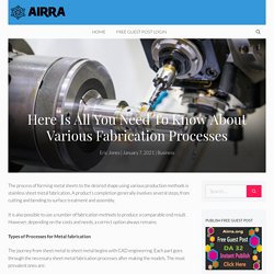 Here Is All You Need To Know About Various Fabrication Processes