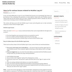 How to fix various issues related to McAfee Log in?