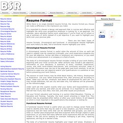 Resume Format - Various Resume Formats