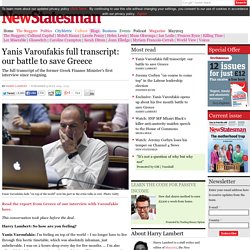Yanis Varoufakis full transcript: our battle to save Greece