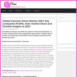 Global Vascular Stents Market 2021: Key Companies Profile, Their Market Share And Growth Insights To 2027