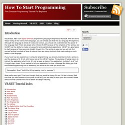 VB.NET :How To Start Programming