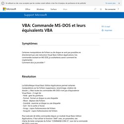 VBA: Commande MS-DOS et leurs équivalents VBA