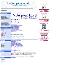 VBA pour Excel - Introduction
