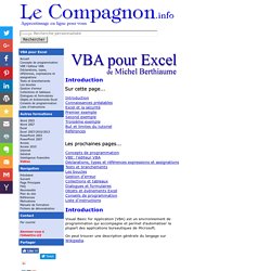 VBA pour Excel - Introduction