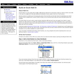 VBA Tips Build an Excel Add-In
