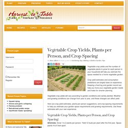 Vegetable Crop Yields, Plants per Person, and Crop Spacing