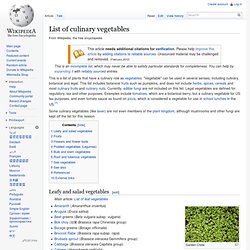 List of culinary vegetables