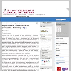 Am J Clin Nutr July 2003 Vegetarianism and vitamin B-12 (cobalamin) deficiency